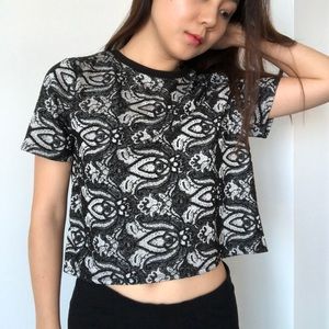 Topshop Black and White Crop Top.